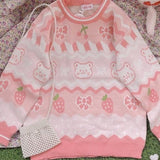 lutaotie Bear Berry Fairycore Cottagecore Kawaii Sweater Top