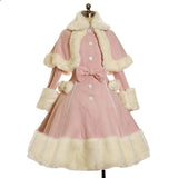 lutaotie Snow Puff Fairycore Cottagecore Princesscore Warm Sweater Dress