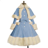 lutaotie Snow Puff Fairycore Cottagecore Princesscore Warm Sweater Dress