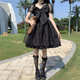 lutaotie Night and Day Dark Fairycore Princesscore Dress