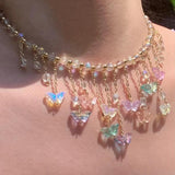 lutaotie Rainbow Sunshowers Butterfly Fairycore Princesscore Choker