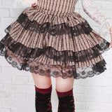 lutaotie Chocolate Cupcake Lace-Up Fairycore Skirt Bottoms