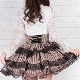 lutaotie Chocolate Cupcake Lace-Up Fairycore Skirt Bottoms