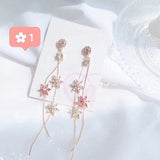 lutaotie Blown by the Breeze Pink Blossom Drop earrings