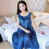 LANFUBEISI Hot Women Night Gowns Sleepwear Nightwear Long Sleeping Dress Luxury Nightgown Women Casual Night Dress Ladies Home Dressing