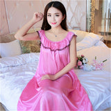 LANFUBEISI Hot Women Night Gowns Sleepwear Nightwear Long Sleeping Dress Luxury Nightgown Women Casual Night Dress Ladies Home Dressing