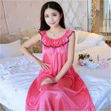 LANFUBEISI Hot Women Night Gowns Sleepwear Nightwear Long Sleeping Dress Luxury Nightgown Women Casual Night Dress Ladies Home Dressing