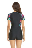 lutaotie Surf Print Long Sleeve One Piece Swimsuit