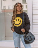 lutaotie Smiling Heart Cotton Blend Pullover - Black