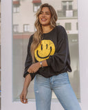 lutaotie Smiling Heart Cotton Blend Pullover - Black