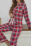 Lutaotie Plaid Lapel Two-Piece Loungewear