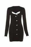 Lutaotie Button Up Long Sleeve Bodycon Dress