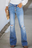 Lutaotie Fashion Daily Ripped Mid Waist Regular Denim