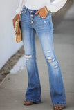 Lutaotie Fashion Daily Ripped Mid Waist Regular Denim