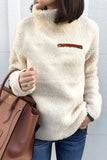 Lutaotie Fashion Street Solid Patchwork Turtleneck Tops