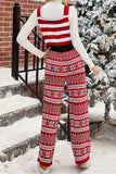 Lutaotie Fashion Street Snowflakes Patchwork Letter Spaghetti Strap Loose Jumpsuits