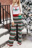 Lutaotie Fashion Street Snowflakes Patchwork Letter Spaghetti Strap Loose Jumpsuits