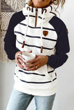 Lutaotie Fashion Casual Striped Patchwork Hooded Collar Tops(3 colors)