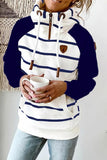 Lutaotie Fashion Casual Striped Patchwork Hooded Collar Tops(3 colors)