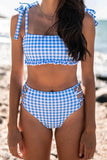 Lutaotie Fashion Vacation Plaid Patchwork Frenulum Swimwears