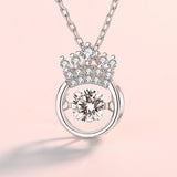 Lutaotie Sparkling Crown Round Necklaces For Queen