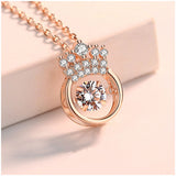 Lutaotie Sparkling Crown Round Necklaces For Queen