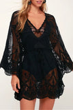 Lutaotie Fashion Vacation Solid See-through Swimwears Cover Up