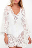 Lutaotie Fashion Vacation Solid See-through Swimwears Cover Up