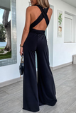 Lutaotie Street Solid Bandage Halter Loose Jumpsuits(4 colors)