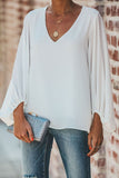 lutaotie Solid Split Joint V Neck Tops