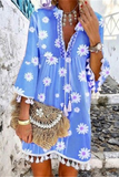 Lutaotie Elegant Patchwork Floral Tassel V Neck A Line Dresses