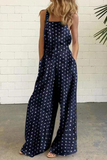 Lutaotie Elegant Dot Print Patchwork Square Collar Straight Jumpsuits(10 colors)