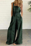 Lutaotie Elegant Dot Print Patchwork Square Collar Straight Jumpsuits(10 colors)