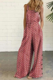 Lutaotie Elegant Dot Print Patchwork Square Collar Straight Jumpsuits(10 colors)