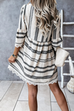 Lutaotie Casual Print Lace Patchwork V Neck Dresses