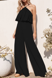 Lutaotie Fashion Elegant Solid Split Joint Flounce Straight Jumpsuits(3 colors)