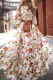 Lutaotie Fashion Elegant Print Patchwork O Neck A Line Dresses