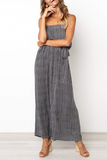 Lutaotie Street Striped Split Joint Frenulum Strapless Straight Jumpsuits