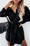 lutaotie Solid Buckle With Belt Off the Shoulder Irregular Dress Dresses