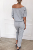 Lutaotie Casual Solid Split Joint One Shoulder Regular Jumpsuits