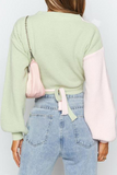 Lutaotie Casual Street Solid Patchwork Strap Design V Neck Tops Sweater