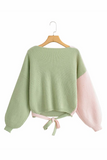 Lutaotie Casual Street Solid Patchwork Strap Design V Neck Tops Sweater