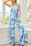 Lutaotie Fashion Casual Print Patchwork Spaghetti Strap Loose Jumpsuits