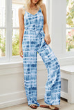 Lutaotie Fashion Casual Print Patchwork Spaghetti Strap Loose Jumpsuits