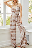 Lutaotie Fashion Casual Print Patchwork Spaghetti Strap Loose Jumpsuits