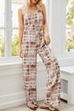 Lutaotie Fashion Casual Print Patchwork Spaghetti Strap Loose Jumpsuits