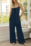 Lutaotie Fashion Living Solid Split Joint Spaghetti Strap Loose Jumpsuits