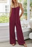 Lutaotie Fashion Living Solid Split Joint Spaghetti Strap Loose Jumpsuits