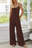 Lutaotie Fashion Living Solid Split Joint Spaghetti Strap Loose Jumpsuits