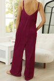 Lutaotie Fashion Living Solid Split Joint Spaghetti Strap Loose Jumpsuits